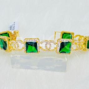 Lắc Chanel Hột Vuông Xanh