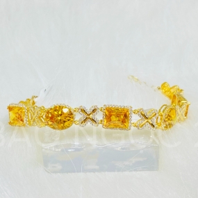 Lắc 5 Hột Chữ Nhật Ovan Vàng Tấm + X