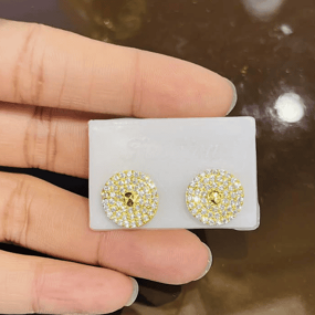 Bông Tai Mặt Tròn Đính Đá